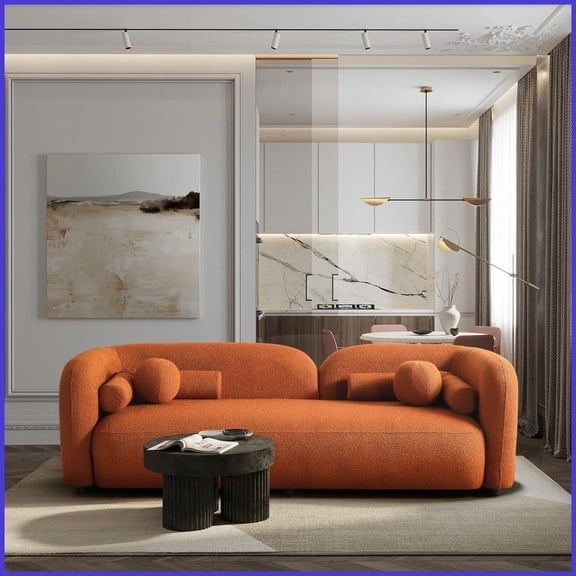 Donna Japandi Boucle Fabric Sofa - Cozy Living Room Couch with Removable Legs & Easy Assembly