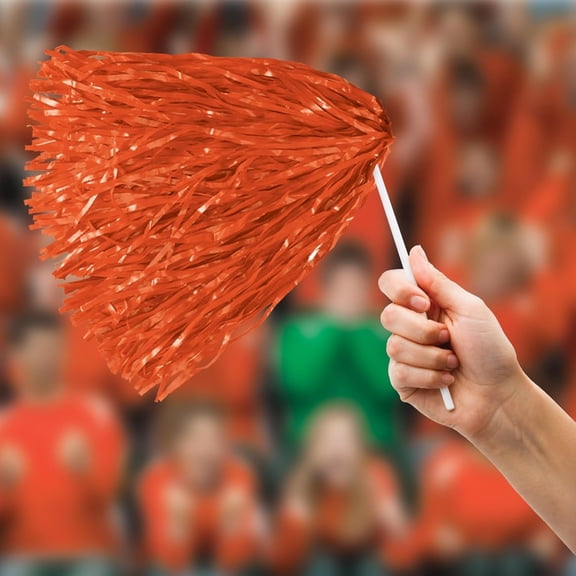 Beistle School Spirit Cheerleading Pom Pom Shakers - 12" - Orange - Pack of 48