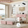 thumbnail image 5 of Homfa Full Size Upholstered Metal Canopy Bed, 2 Drawers Storage Platform Bed with Charging Ports, Pink, 5 of 6