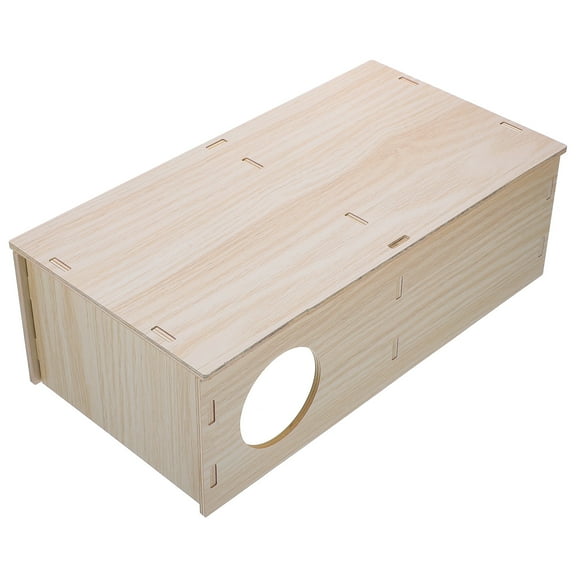 OUNONA Adorable Rat House Multi Chamber Wooden Shelter Beige 1 Set