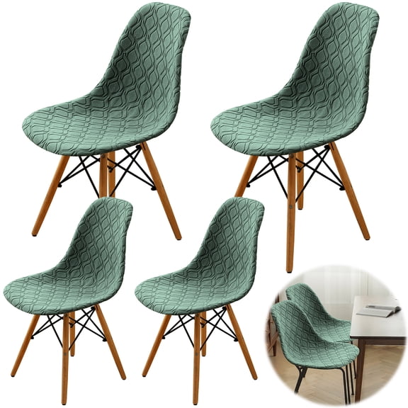 FYJUCPA Stretch Dining Room Chair Covers, 4Pcs Elastic Shell Chair Slipcovers Easy to Install for Kitchen Living Room, Universal Fit