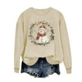 thumbnail image 4 of Oalirro Christmas Sweatshirts for Women Long Sleeve Graphic Dressy Womens Top Merry Christmas Snowman Print Khaki Round Neck Top, XL, 4 of 6