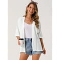 thumbnail image 3 of DARING DIVA Kimono Cardigan Open Front Loose Fit Linen Lightweight Shrug S White, 3 of 6
