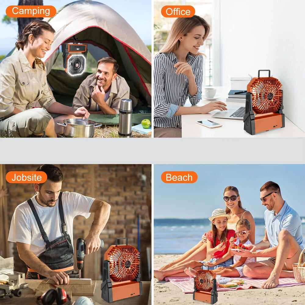 40000mAh Portable Camping Fan Battery Powered Tent Light Fan with LED Light Fan