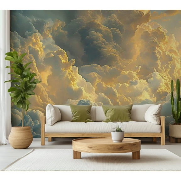 Landscape Wallpaper Wall Mural - Clouds Evening Glow