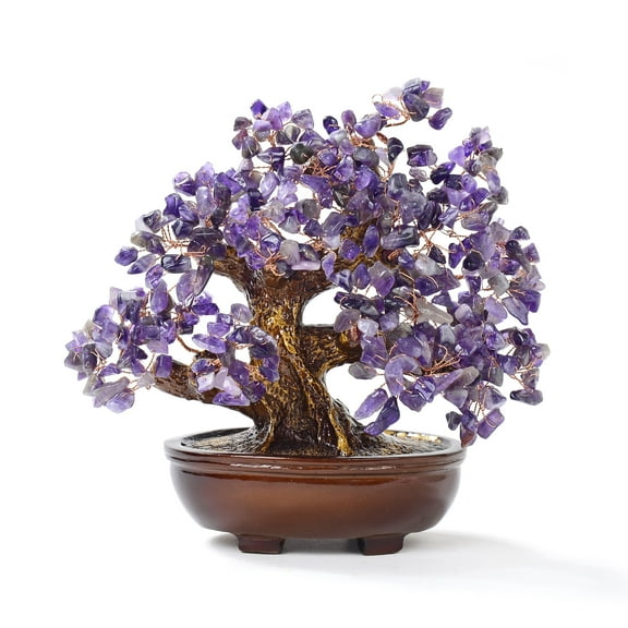 Amethyst Tree of Life on Resin & Wood Base with 360 Natural Gemstones