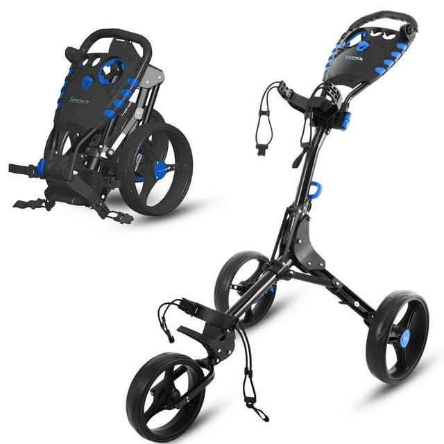 Carrito de Golf SereneLife Plegable de 3 Ruedas con Manillar Ajustable