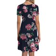 thumbnail image 4 of SMihono Robe d'Été Grande Taille pour Femmes 2023 Mode Décontractée Col Rond Couleur Unie Imprimée Manches Courtes, 4 of 6