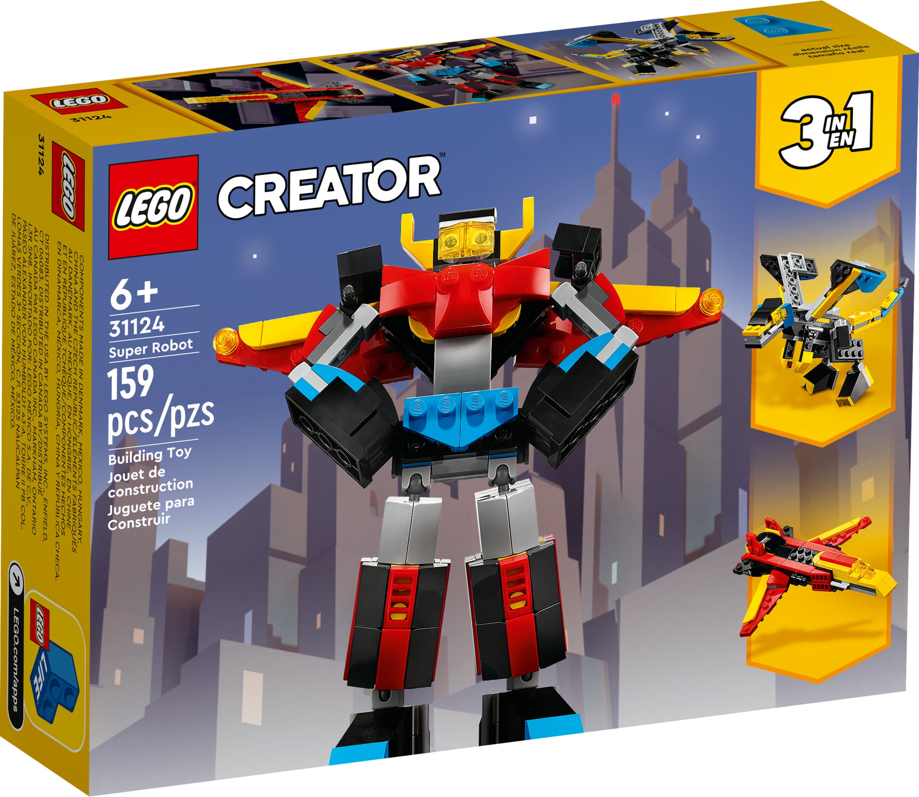 Lego Creator 3 In 1 Super Robot, Dragon, Jet Plane Toy 31124 : Target