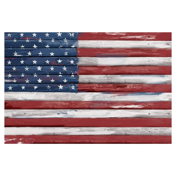 Masterpiece Art Gallery Shiplap Allegiance I American Flag By Studio Arts Canvas Art Print 24" x 36"