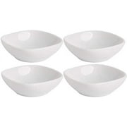 Farmhouse Decor Porcelain Dipping Bowls Sauce Dishes - Set of 4 Elegant White Soy Sause Dish (1.5 Oz Squircle Shape)