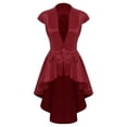 thumbnail image 3 of Sholeno  Women's Gothic Punk Sleeveless One Button Jacket Medieval Steampunk Tailcoat Jackets Burgundy L, 3 of 7