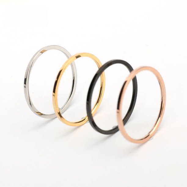 Anillo ultrafino de acero inoxidable de 1 mm con superficie de arco brillante para mujer, anillo de acero de titanio, anillo de cola fina, pulsera de unión