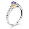 thumbnail image 3 of Gem Stone King 0.48 Ct Blue Tanzanite G/H Lab Grown Diamond 10K White and Yellow Gold Engagement Ring (Size 5), 3 of 4