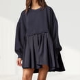 thumbnail image 4 of Vestido Vestido de dos piezas para mujer, vestido con cuello redondo, traje diario de retales con hombros caídos Kuymtek Azul marino T XL para Mujer, 4 of 5