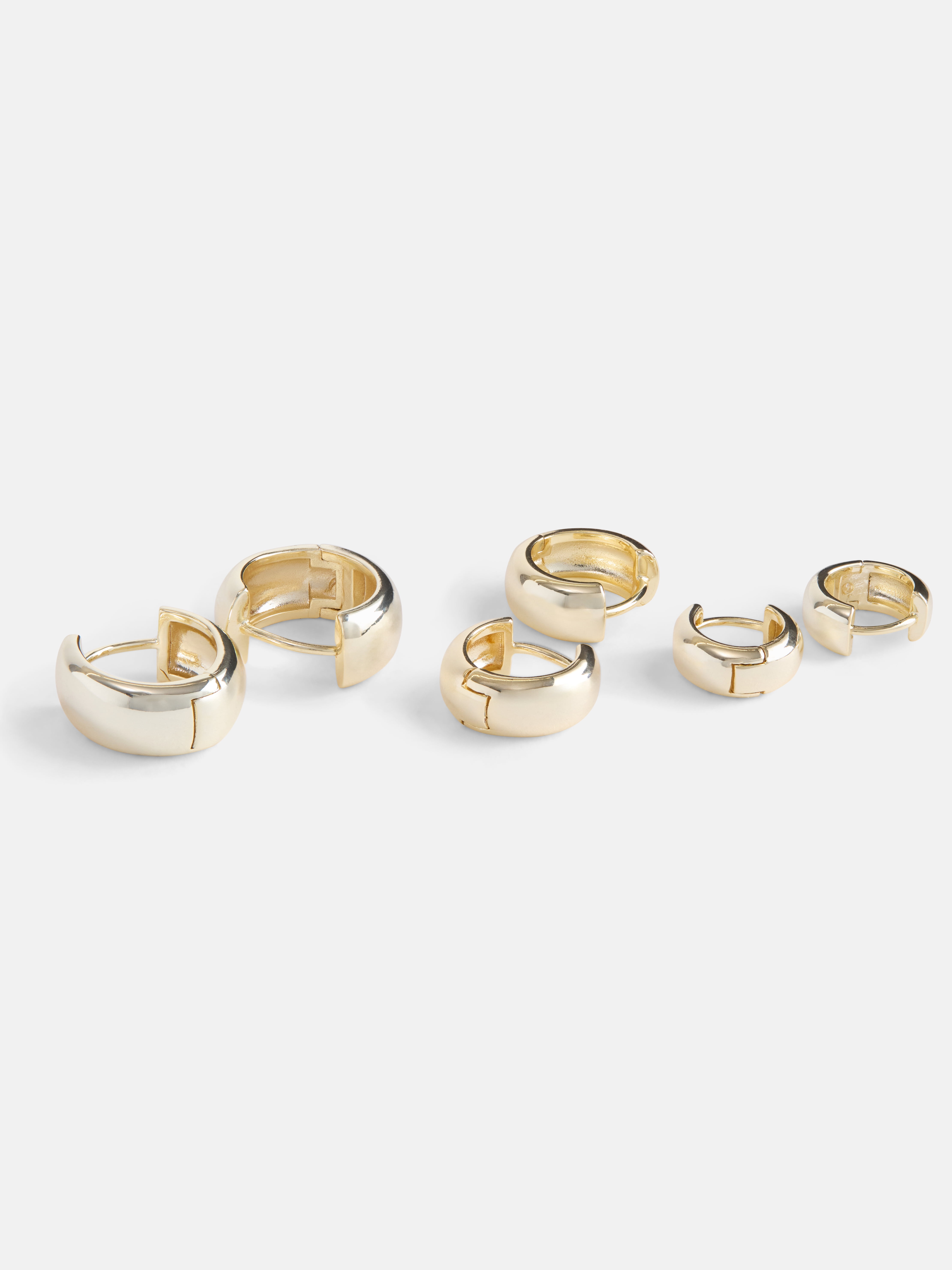 Free Assembly Women's Demi Fine 14K Gold Plated Endless Hoop Earring Set, 3-Pairs
