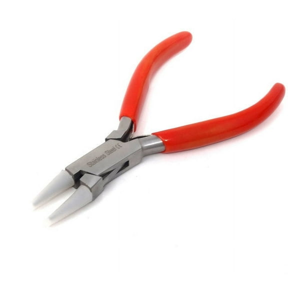 Round Nose Nylon Jaws Jewelry Making Pliers 4.5" with Removable Caps Professional Repair Stainless Steel Tool with Cushion Grip for Handmade DIY Craft