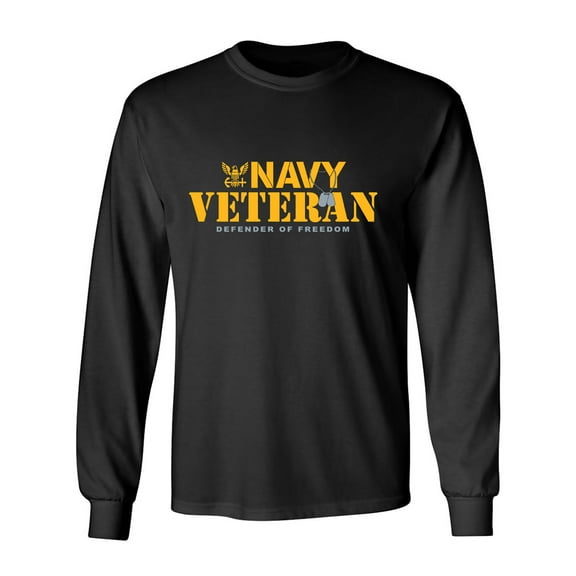 Navy Veteran Defender of Freedom Adult Long Sleeve T-shirt