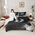 thumbnail image 4 of Castle Fairy Letter Monogrammed D Boy Girl Bedding Comforter Set 2pcs,Geometric Honeycomb Twin Comforter Sets Microfiber,Graffiti Splash Breathable Bedding Set,Lightweight Room Decor,Reversible, 4 of 8
