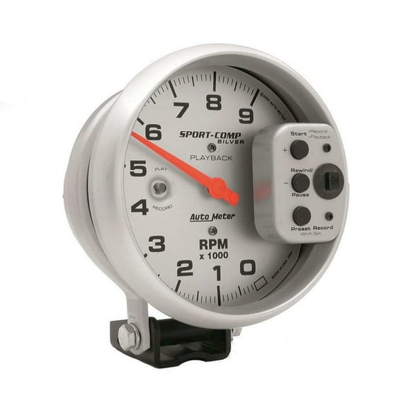 Autometer 5in S/C Silver 9000 RPM Playback Tach