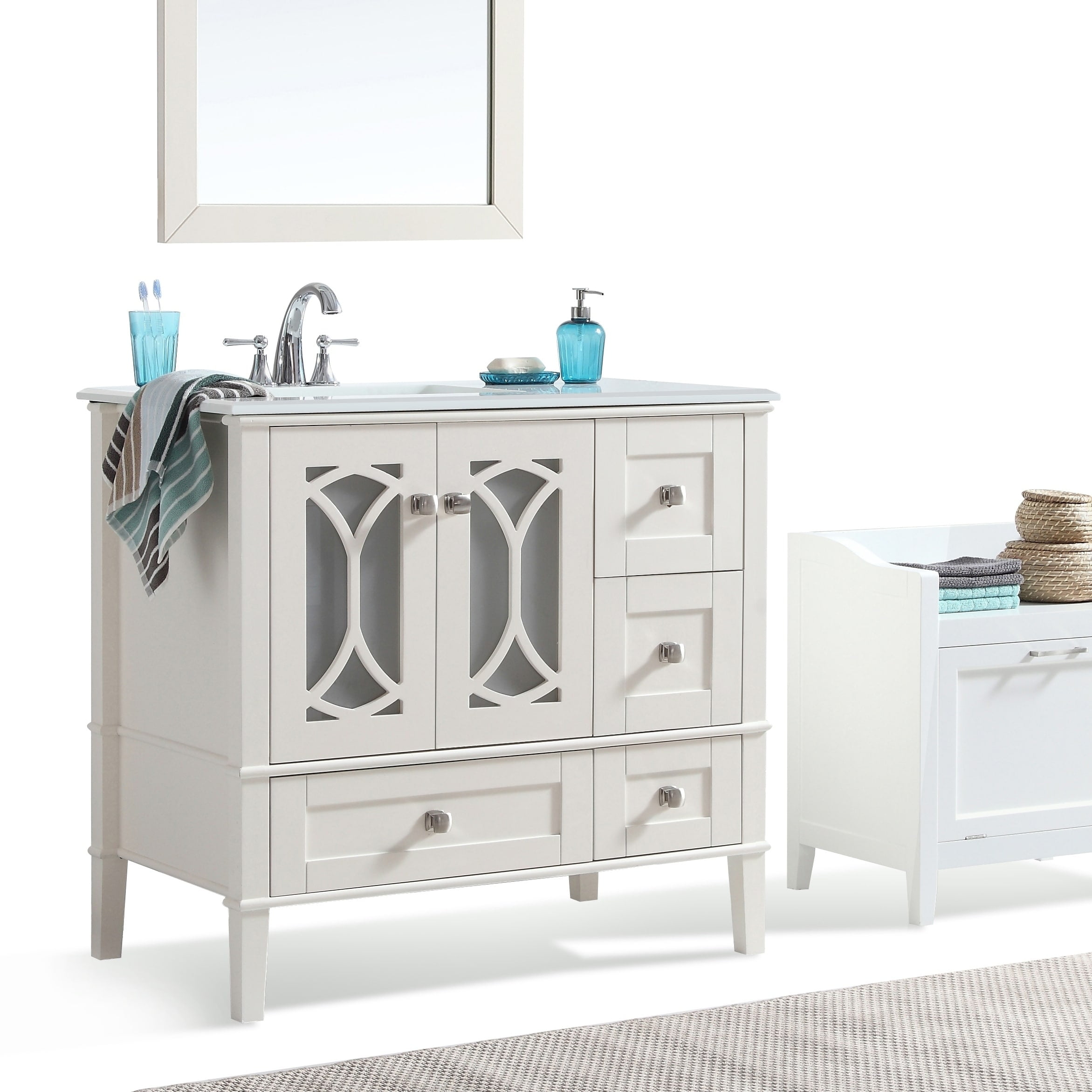 Wyndenhall Mulberry 36 Inch Right Offset Bath Vanity In Soft White 36l Walmart Com Walmart Com