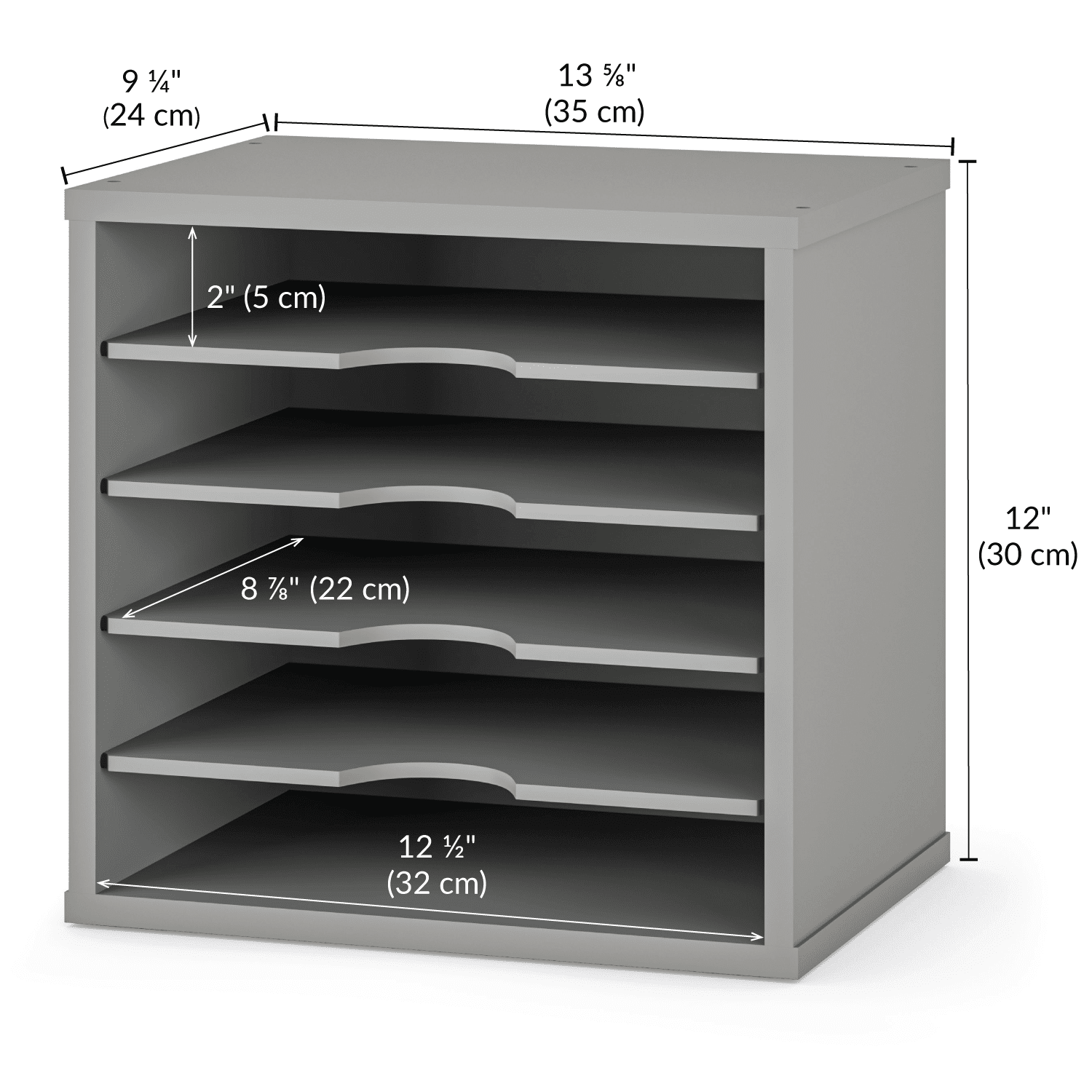 Ballucci 5-Tier Paper Organizer, File Holder, Mail Sorter, Wood Stackable Letter Tray, Gray