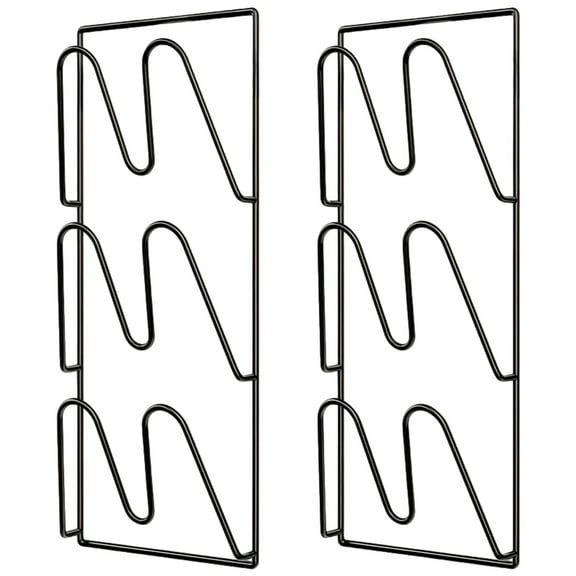 2 Pcs Wall-Mounted Pot Lid Rack, Creative No-Drill Kitchen Organizer, Three-Tier Metal Pot Lid Holder, Includes Strong Suction Cups, Ideal for Space-Saving and Efficient Storage