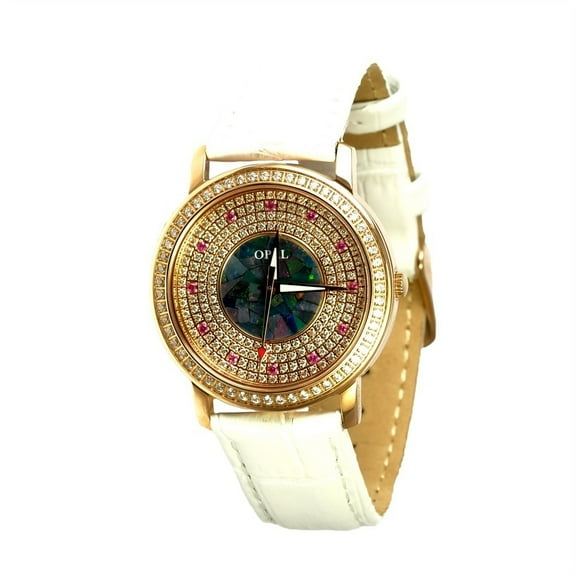 AMAZING ROSE 18KT ROSE GOLD PLATED AUSTRALIAN OPAL WATCH