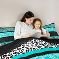 thumbnail image 5 of Feelyou Cyan Damask Floral Twin Comforter Set, Leopard Cheetah Print Polkadots Bedding Sets, 5 of 8