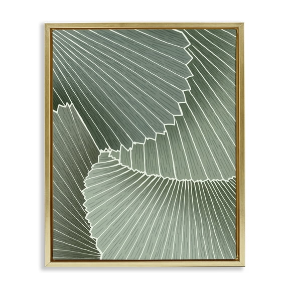 Stupell Industries Contemporary Modern Abstract Patterned Leaves Gold Floating Frame Canvas Art, 17 x 21, by Ziwei Li