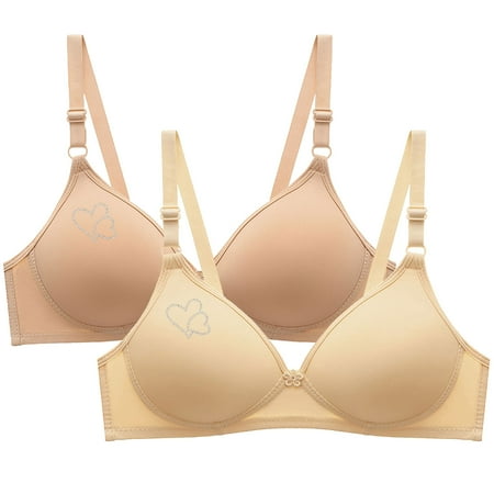 Blczomt Balconette Womens Bras No Underwire Love Print Beige Bralettes Comfort Bra 2PC