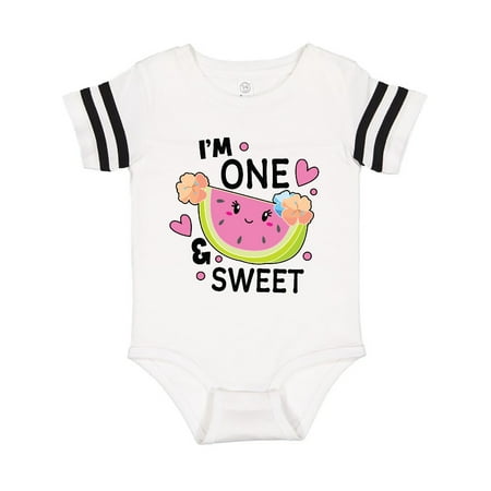 

Inktastic I m One and Sweet with Cute Watermelon Gift Baby Girl Bodysuit