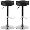thumbnail image 1 of Costway Ensemble de 2 Tabourets de Bar Ronds Réglables Pivotants en Cuir avec Repose-Pieds Noir, 1 of 10