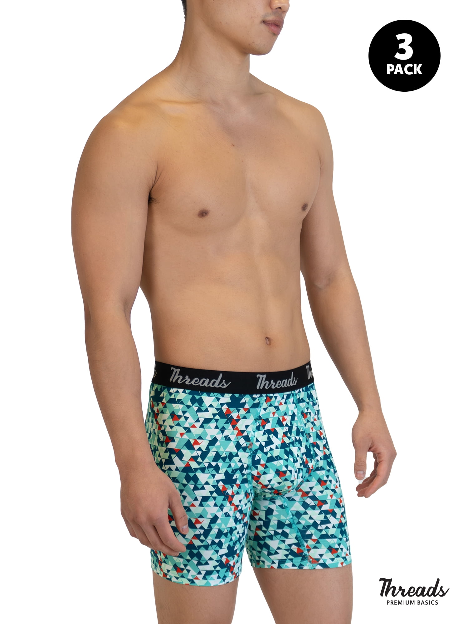Threads Men's Underwear, 6" Ultra-Soft Premium Boxer Briefs, Moisture Wicking, Anti-Odor, 3-Pack