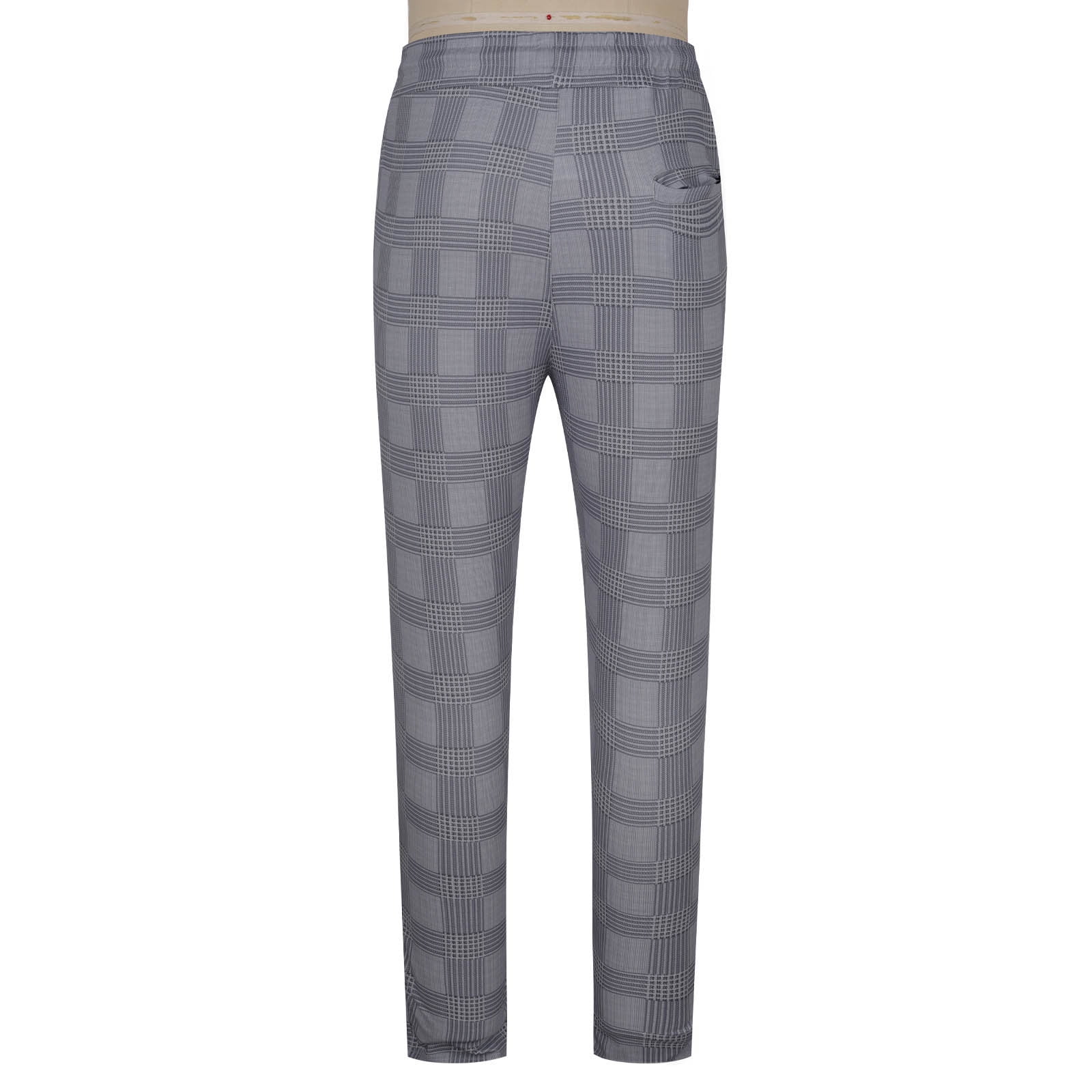 USNSM Men's Plaid Sweatpants Casual Fitness Slim Fit Joggers Drawstring Elastic Waist Straight Leg Pants with Pockets Gray S