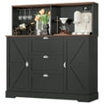 thumbnail image 6 of Homfa Coffee Bar Cabinet with Hutch, 47.2" W Kitchen Buffet Sideboard Cabinet with 3 Drawers & USB Power Station, Black, 6 of 7