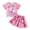 j-1652Hot Pink421, variant on Kids Easter Bunny Egg Print Girls 2 Piece Outfit Fashion Ribbon Bowknot Blouse With Lace Trim And Pleated Skirt Adorable Children Clothes Sets