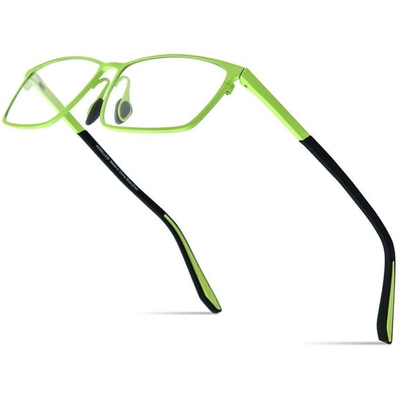 HONILLESI Pure Titanium Glasses Frame Men Square Eyeglasses Optical Eyewear ( 7303 Green C1 )