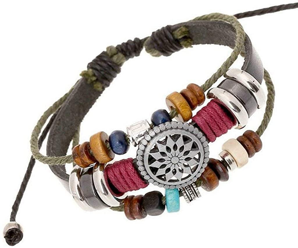 Vintage Bracelets for Women Men Personalized Handmade Multilayer Weave Adjustable Bangle Bracelet Jewelry Gift