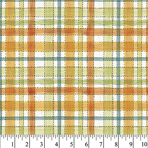 Sunny Dashed Plaid Cotton Fabric, 1-Yard PRECUTS
