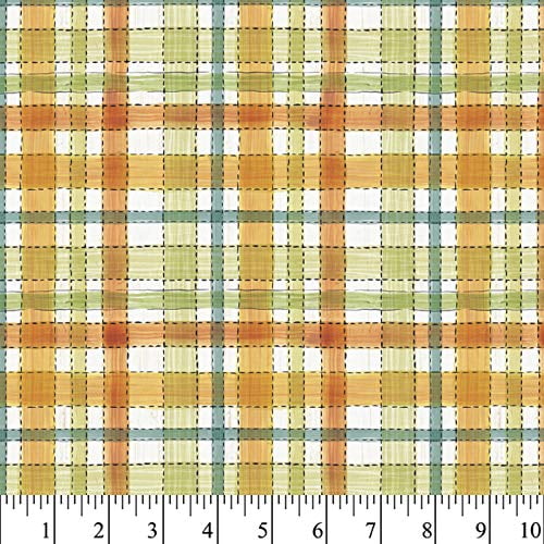 Sunny Dashed Plaid Cotton Fabric, 1-Yard PRECUTS