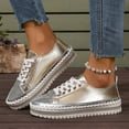 thumbnail image 6 of Viluyesy Womens Fashion Sneaker, Comfort Rhinestone Glitter Lace-Up Casual Shoes Rose Gold US5.5, 6 of 9