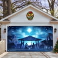 thumbnail image 4 of Fondo navideño de tela con decoración navideña de Papá Noel, pancarta para patio, puerta de garaje, tela colgante, 4 of 6