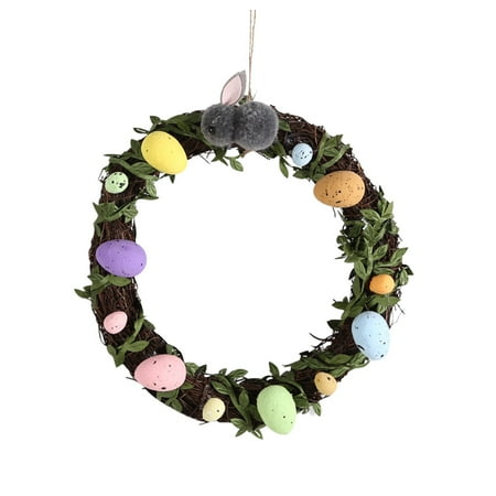 Handmade Rattan easter garland Foldable easter wreaths for front door