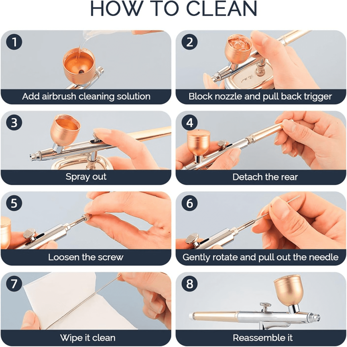 Airbrush Kit with Compressor High Pressure AirBrush Set with 0.3mm Nozzle Airbrush for Nails, Makeup,Gold