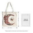 thumbnail image 5 of Stylish Canvas Tote Bag with Red & White Checkered Design Floral & Star Motifs - Perfect for Shopping Travel & Parties, 5 of 6