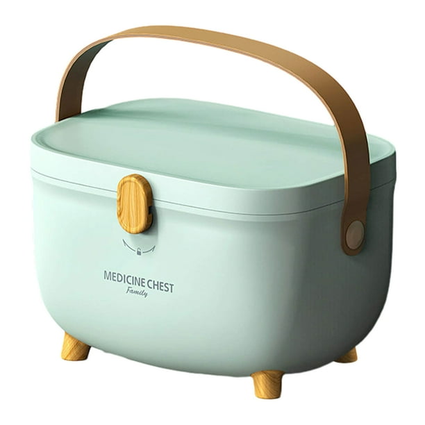 Kearding Caja de almacenamiento de medicina con mango cómodo y construcción fuerte, organizador de caja médica, caja de primeros auxilios Almacenamiento y organización del hogar Verde abeto claro