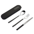 thumbnail image 1 of Conjuntos de vajilla 304 Estudiantes reutilizables para cubiertos de acero inoxidable Use accesorios de viaje de diseño simple para reuniones familiares de picnic Negro 3 PCS Inevent HA012732-05, 1 of 7