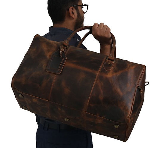 Jaald 20 Buffalo Leather Duffle Bag Travel Carry-on Luggage Overnight Gym  Weekender Bag