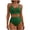 Green, variant on Women 2 Piece Bikini Set, Cutout Pleated Textured Spaghetti Strap Crop Swimwear Tummy Control Swimsuits Navy